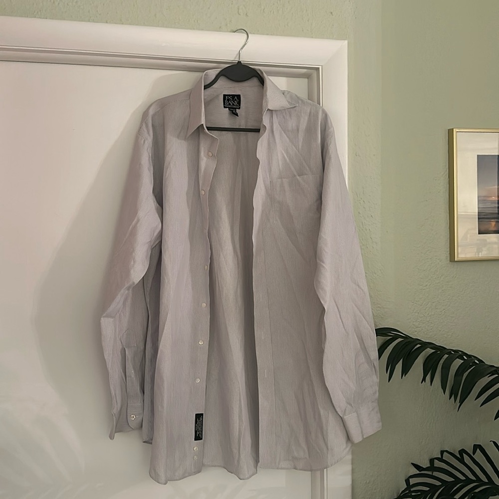 Jos A Bank Traveler Non-Iron Dress Shirt 16.5 36 Traditional Fit White